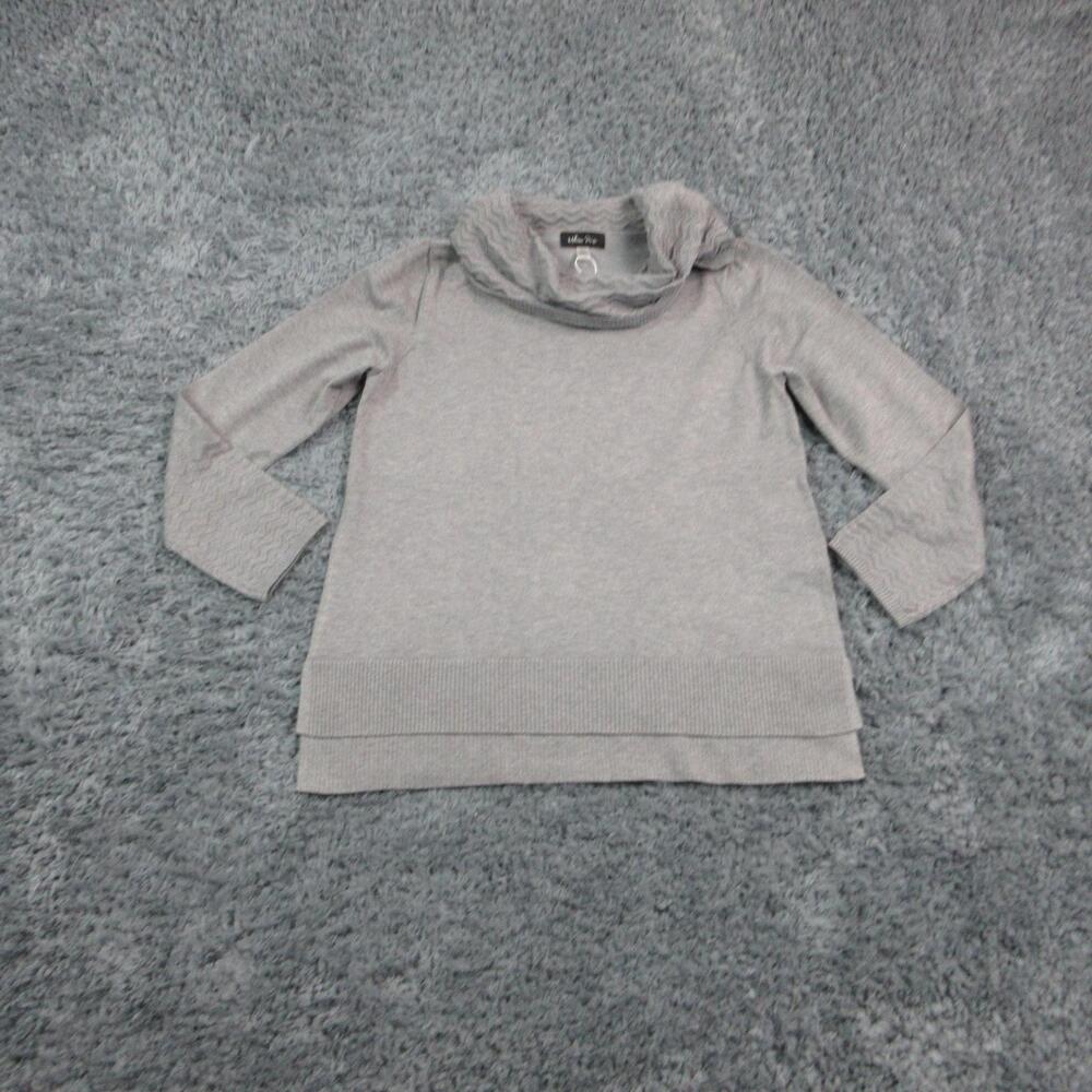 Melissa Paige Sweater Pullover Womens L Gray Cowl Neck 3/4 Sleeve Relaxed NWT